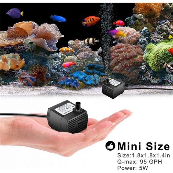95GPH 5W Mini Submersible Water Pump for Aquarium Fish Tank, Pond, Fountain - Picture 4 of 7